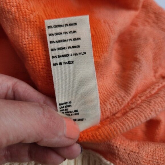 Free People Oversized Orange Peach Polo Sweater Comfy Classic Prep Casual Cute - Picture 12 of 16